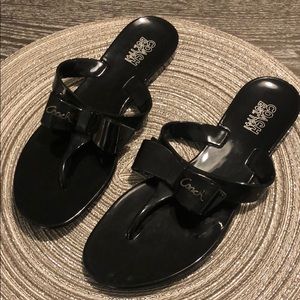 Coach black bow jelly sandals